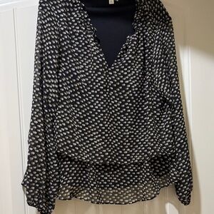 Nine West Black and White Polka Dot Blouse